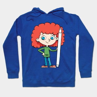 redhead girl holding a big digital pen Hoodie